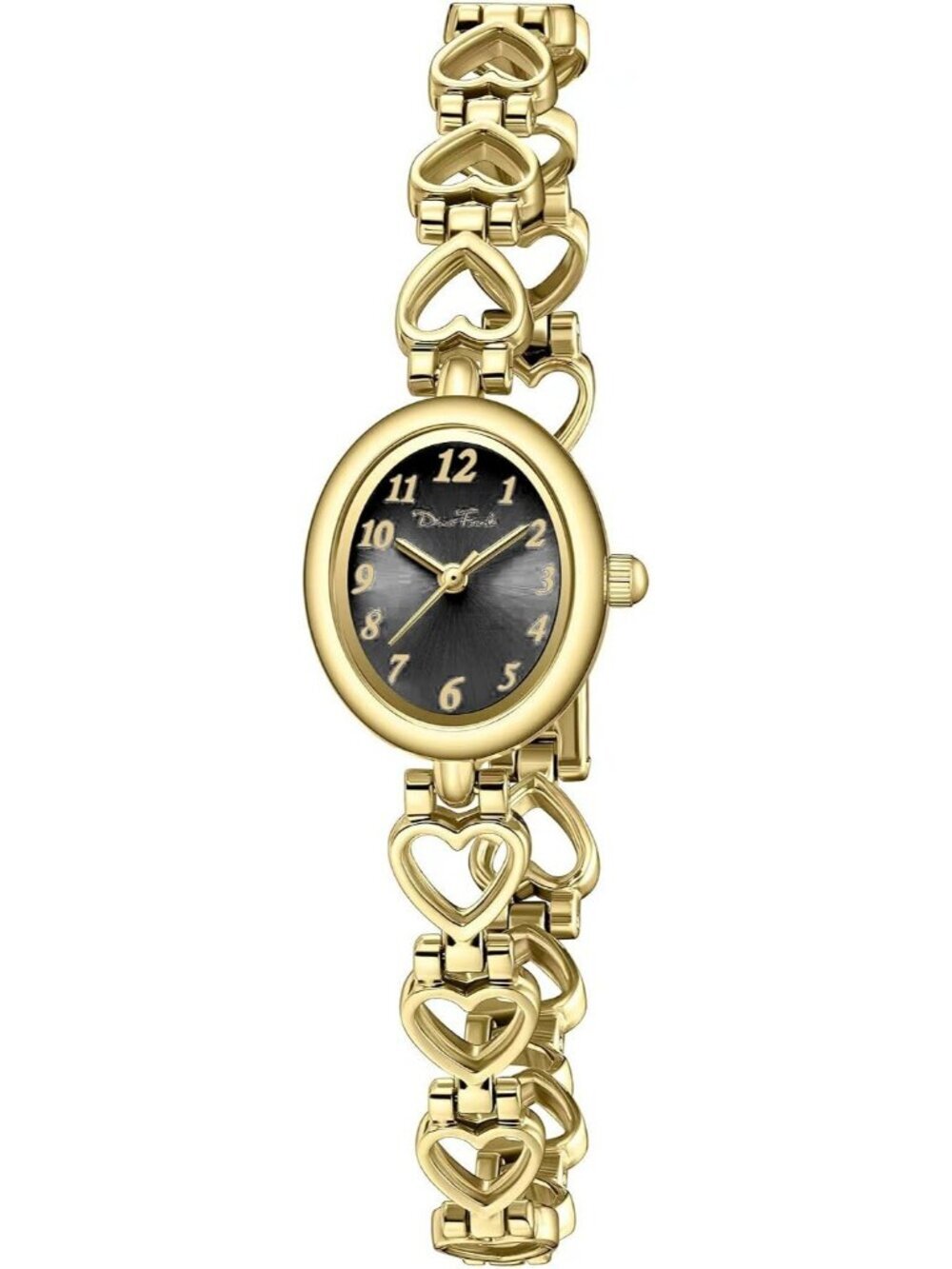 Women's Gold Black Analog Quartz Oval Waterproof Vintage Bracelet Luxury Watch